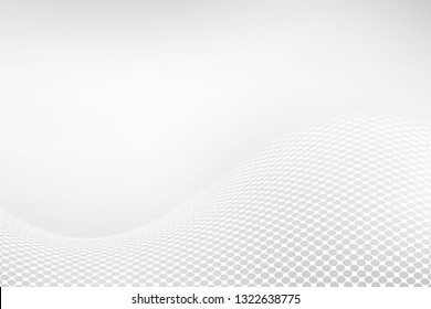 White elegant background. Abstract halftone wavy dotted backdrop design. Modern vector illustration.