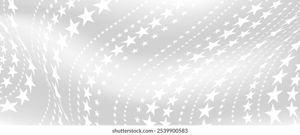 White elegant background design with stars pattern. Christmas illustration. Luxury winter vector template for invitation, flyer, cover design, luxe invite, business banner, prestigious voucher.