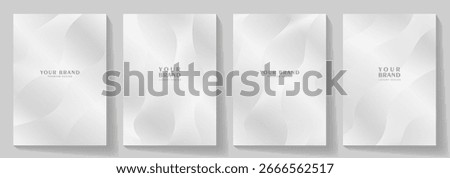 White elegant cover design set with line pattern. Modern Luxury vector art background. Premium fashionable template for cover design, invitation, flyer, wedding card, note book, menu design.