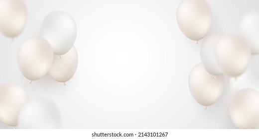 Weiß elegante Design 3D-Ballons für Feierlichkeiten, Vektorgrafik.