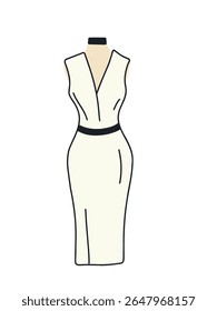 vestido elegante branco na ilustração do vetor do manequim