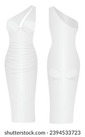 Weiß elegantes Kleid. Vektorgrafik