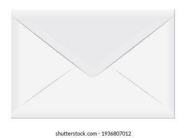 Weißer, eleganter Umschlag. Leere Mail-Papierkarte, Muster auf Vektorgrafik. Realistische, moderne, leere Postkartenvorlage einzeln auf weißem Hintergrund. Design von Postleitzahlen-E-Mail-Dokumenten.