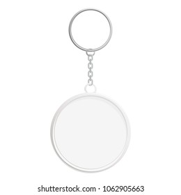 White elegant key chain, flat vector illustration isolated on white background.
Mockup for design, business, web design.