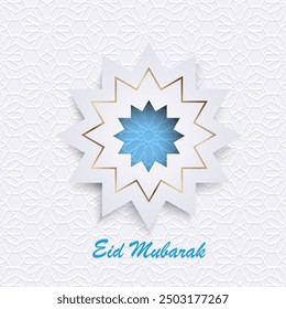 White elegant Ramadan paper greeting card, geometric ornament in arabic style. Vector illustration