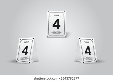 White Elegant Table Number Tent Card Mockup - Number 4