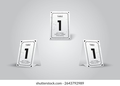 Número de mesa elegante branco Tent Card Mockup número 1