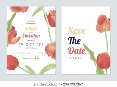 White elegant tulip flowers wedding invitation