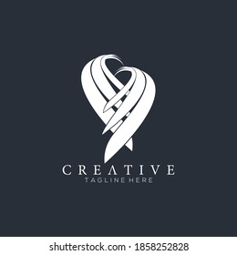 White elegant wings designed logo template and black background.