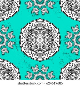 White element on blue background. Luxury, royal and Victorian concept. Ornate vector decoration. Vintage baroque floral pattern in gray over blue.