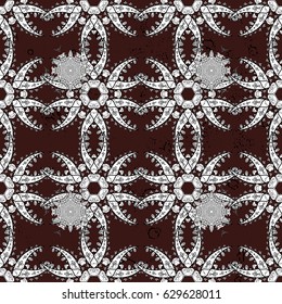 White element on brown background. Eastern style element. White outline floral decor. Line art seamless border for design template. Vector illustration for invitations, cards, web page.