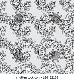 White element on gray background. Ornate vector decoration. Vintage baroque floral seamless pattern in white over gray. Luxury, royal and Victorian concept.
