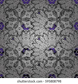 White element on violet background. Eastern style element. Vector line art border for design template. Vector illustration for invitations, cards, certificate, web page. White outline floral decor.