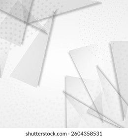 White Elements Business Vector Gray Background. Graphic Pattern. Transparent Dynamic Shapes Poster. Minimal Banner.
