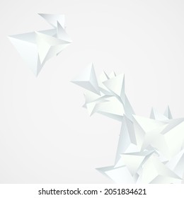 White Elements Dynamic Vector  Gray Background. Triangle Trendy Catalog. Transparent Business Poster. Minimal Geometric Magazine.