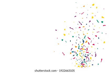 White Elements Festival White Background. Vector Paint Card. Invitation Particles Pattern. Yellow Confetti Carnival Postcard.