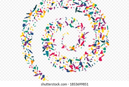 White Elements Flying Transparent Background. Invitation Colored Paper Texture. Celebrate Paint Invitation. Rainbow Smear Top Card.