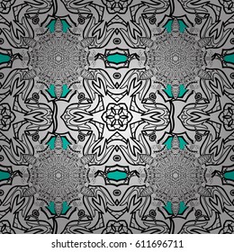 White elements on blue background. Seamless oriental ornament in the style of baroque. Traditional classic vector white seamless pattern.