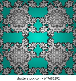 White elements on blue background. Seamless oriental ornament in the style of baroque. Traditional classic vector white seamless pattern.