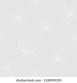 White elements on gray background, vector abstract seamless pattern
