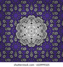 White elements on violet background. Vector background. Floral pattern. Stylish graphic pattern. Wallpaper baroque, damask.