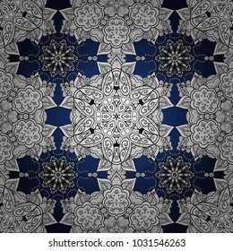 White elements in oriental style arabesques. Seamless white textured curls. Seamless pattern on background. Vector white seamless pattern.