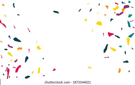 White Elements Top White Background. Happy Confetti Backdrop. Celebration Smear Postcard. Color Paint Fun Wallpaper.