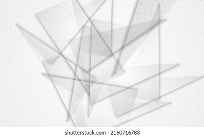 White Elements Trendy Vector Gray Background. Creative Layout. Transparent Minimalist Shapes Card. Technology Decoration.