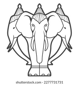 White elephant Airavata with many heads in hindu mythology, abhra-matanga or naga-malla elephant, vector svg