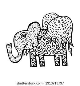 white elephant batik doodle