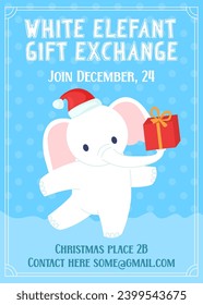 White elephant gift exchange Christmas game party template