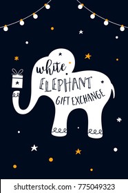 White Elephant Gift Exchange Game Vector Illustration