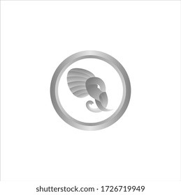 White Elephant Head Logo Design Vector Illustration