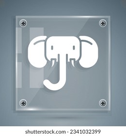 White Elephant icon isolated on grey background. Square glass panels. Vector