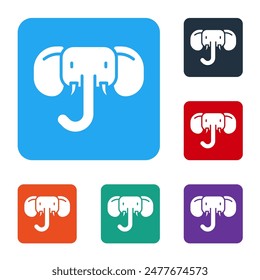 White Elephant icon isolated on white background. Set icons in color square buttons. Vector