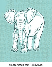 white elephant on wave background