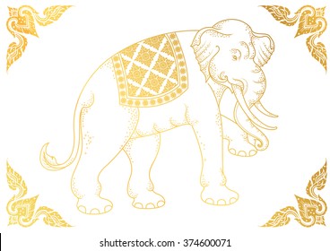 white Elephant outline thai tradition svg