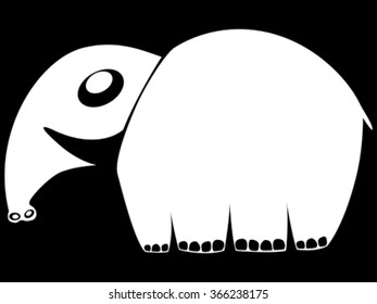 white elephant over black background, abstract vector art illustration