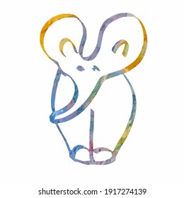 white elephant with rainbow outline. Vector illustration