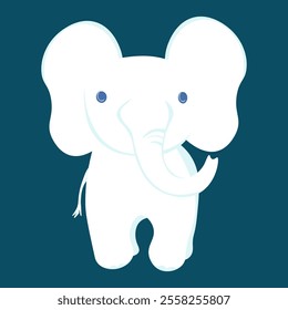 White elephant, wild animal front view, symbol of Christmas game vector illustration for design