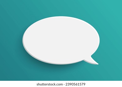 White ellipse blank speech bubble isolated on green background. Thinking sign oval symbol with blank space for text, quote, message. Minimal social banners, price tags, stickers, posters, badges.