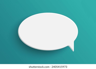 White ellipse blank speech bubble isolated on green background. Thinking sign oval symbol with blank space for text, quote, message. Minimal social banners, price tags, stickers, posters, badges.