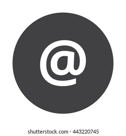 White E-Mail icon on black button isolated on white