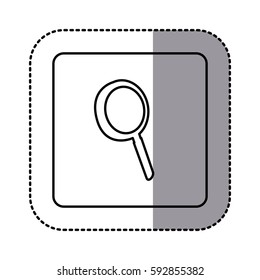 white emblem magnifying glass icon, vector illustraction design