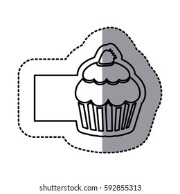 white emblem muffin icon, vector illustraction design image