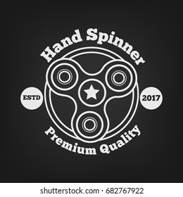 White Emblem on black background. Fidget Spinner. Vector illustration