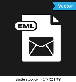 White EML file document. Download eml button icon isolated on black background. EML file symbol.  Vector Illustration