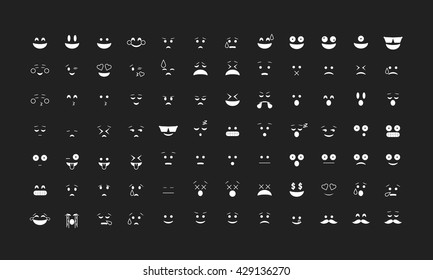 White emoticon vector without outline. Emoji vector. Smile icon set.  Emoticon icon web - stock vector.