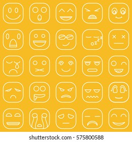 White Emoticons Faces Emoji Style Vector Icons Set