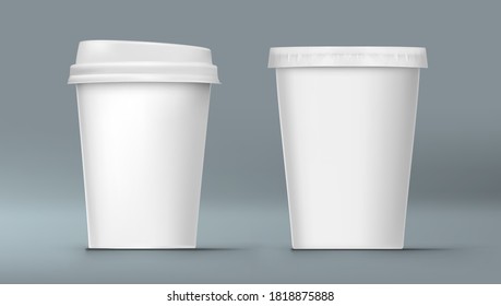 White Empty Blank Plastic Cola Cup. EPS10 Vector